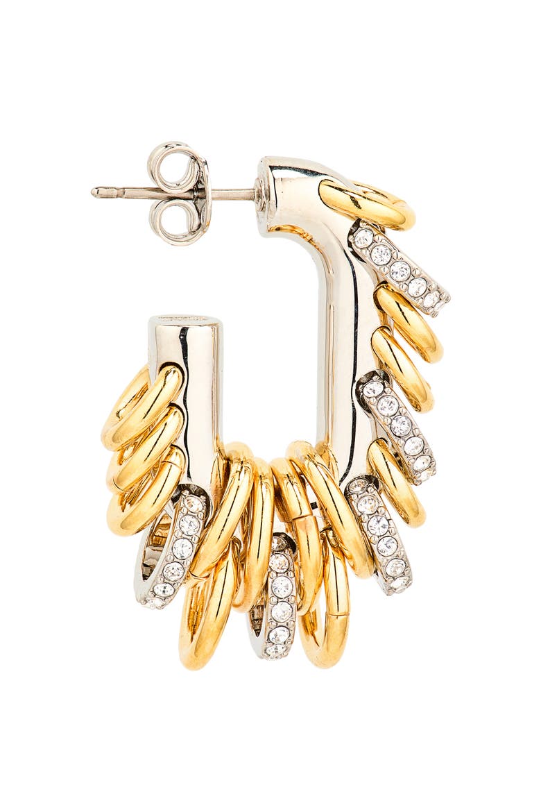 Small Punk XL Link Pierced Mixed Metal Open Oval Hoop Earrings, Alternate, color, GOLD / SILVER