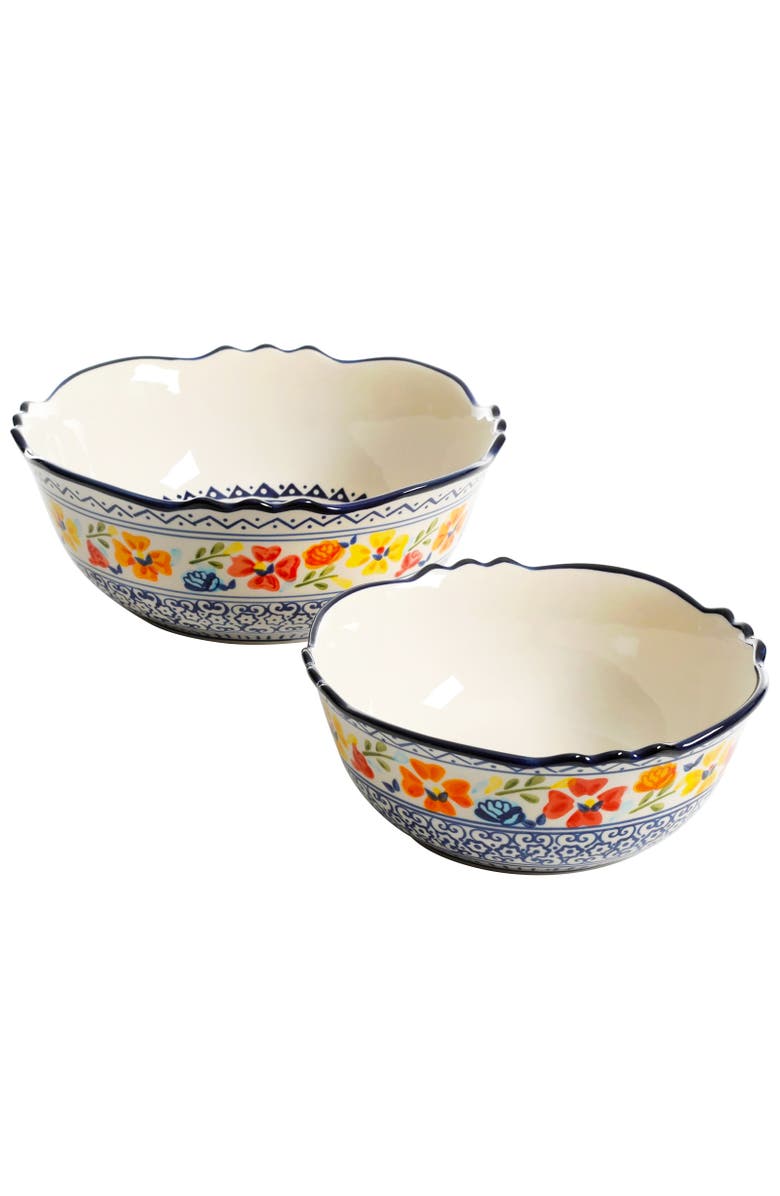 Gibson Home Luxembourg 2 Piece Stoneware Bowl Set, Alternate, color, White