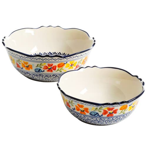 Gibson Home Luxembourg 2 Piece Stoneware Bowl Set In Blue
