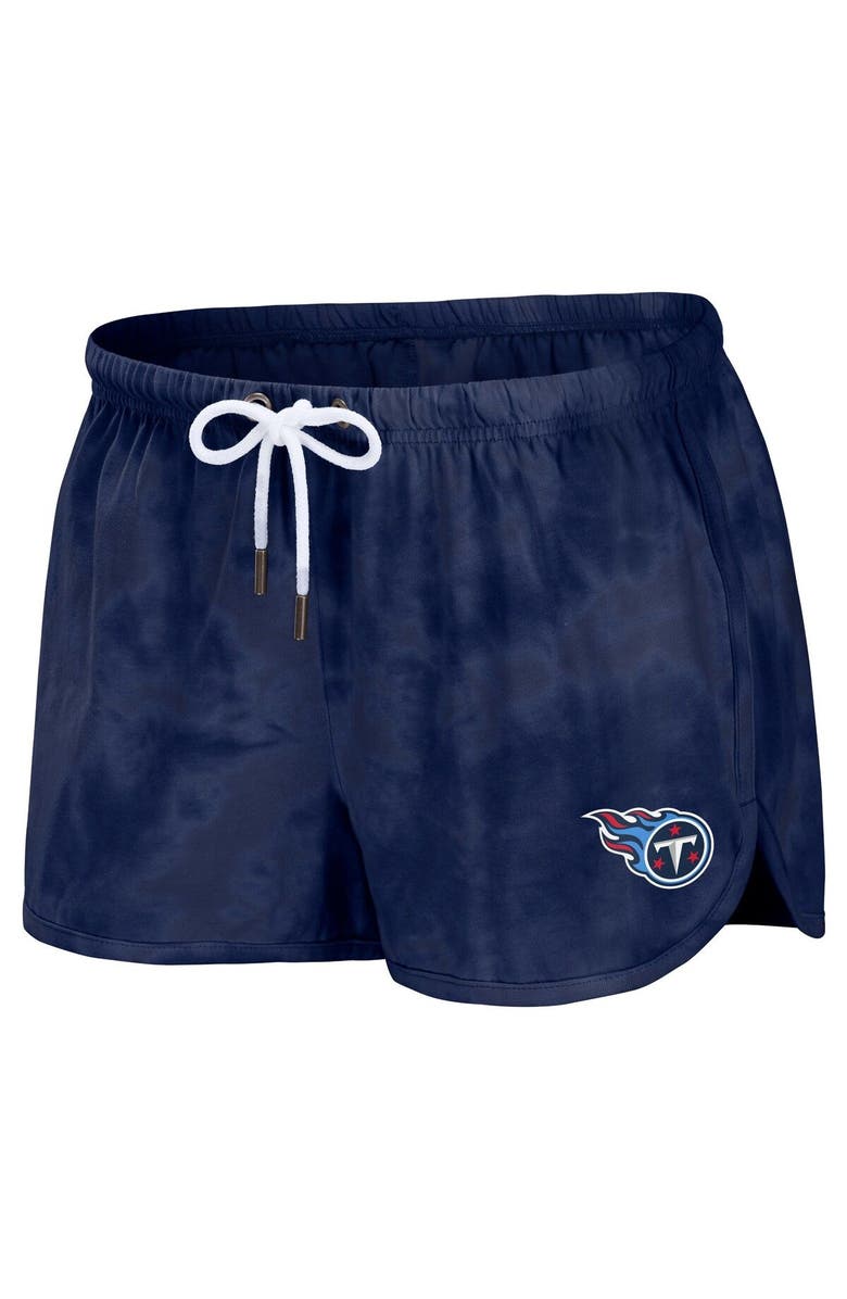 WEAR by Erin Andrews Women's WEAR by Erin Andrews Navy Tennessee Titans Tie-Dye Cropped Pullover Sweatshirt & Shorts Lounge Set, Alternate, color, Navy