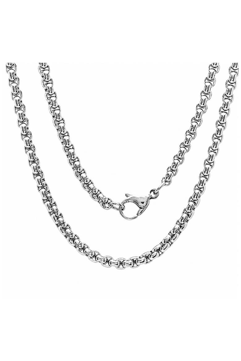 Men's Stainless Steel Box Chain Necklace, Main, color, SILVER