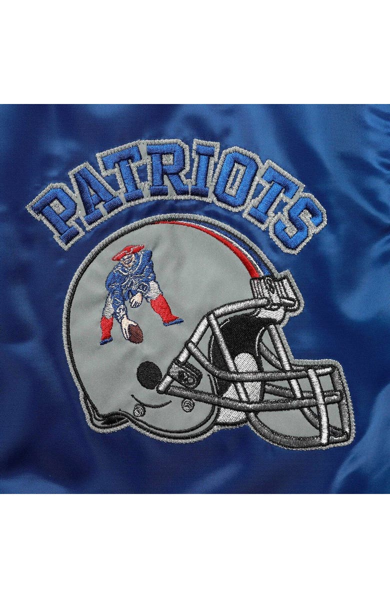 STARTER Men's Starter Royal/Red New England Patriots Locker Room Throwback Satin Varsity Full-Snap Jacket, Alternate, color,