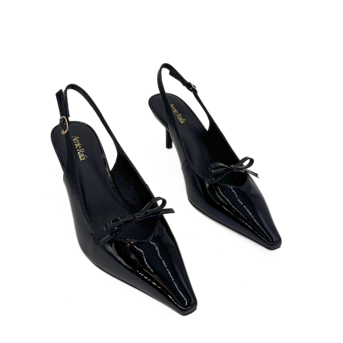 Amie Rafa Georgia Pointy Toe Bow Heels In Black