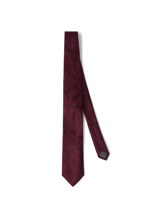 Brunello Cucinelli Silk Tie With Pattern In Burgundy