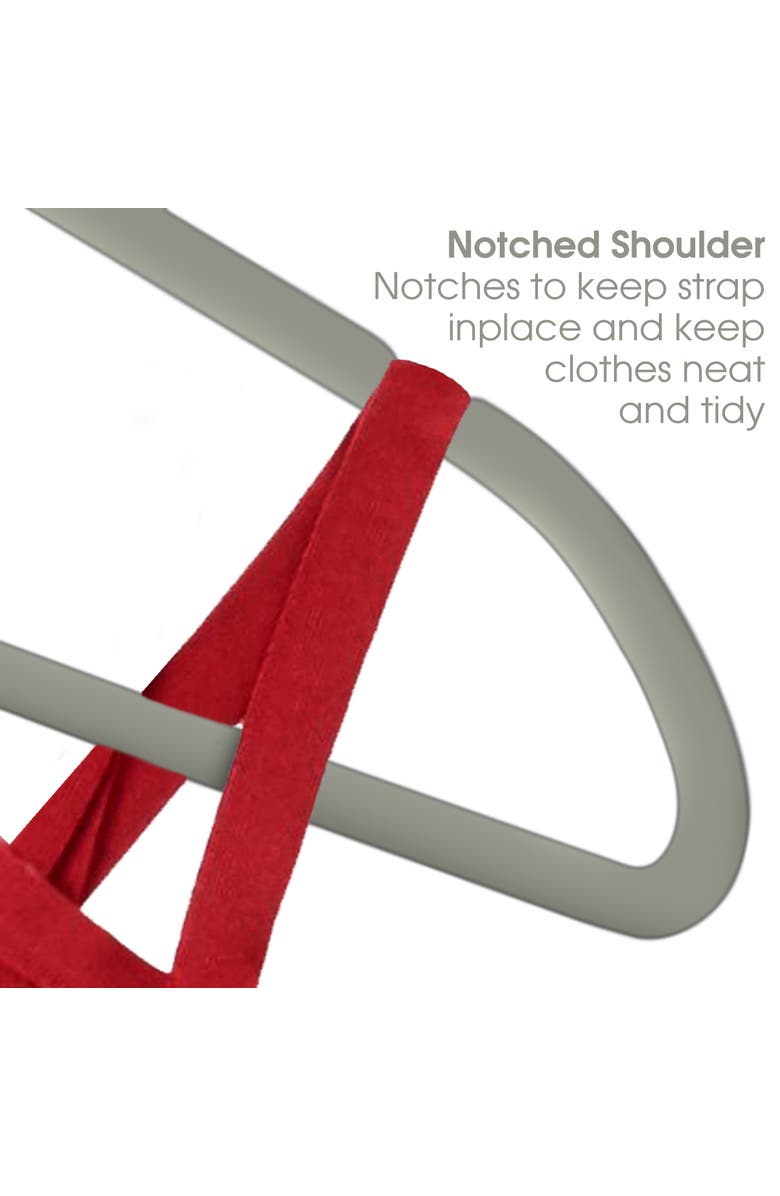 Elama 100 Piece Set of Velvet Slim Profile Heavy Duty Felt Hangers with Stainless Steel Swivel Hooks, Alternate, color, Grey