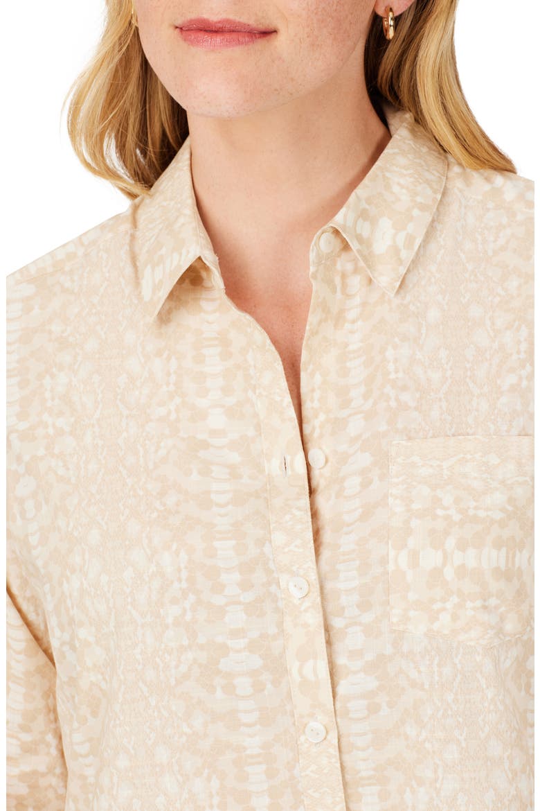 Zoey Abstract Print Cotton Button-Up Shirt, Alternate, color, IVORY MULTI