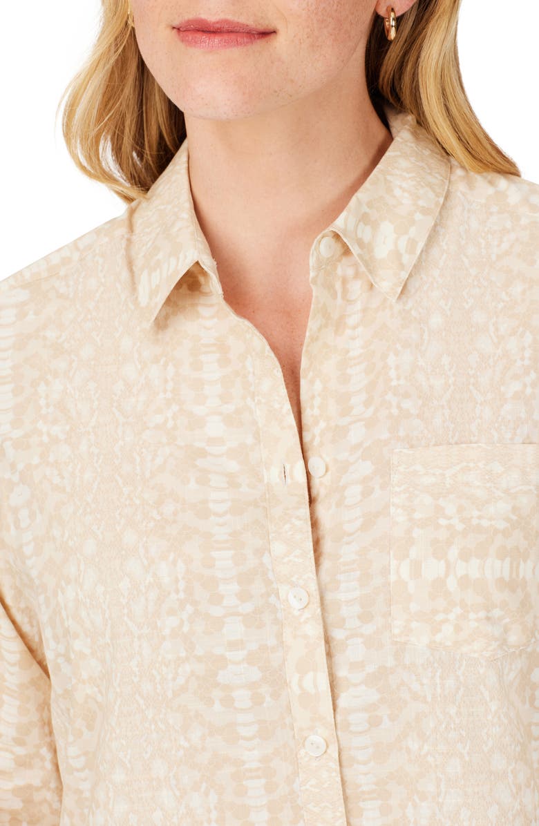 Foxcroft Zoey Abstract Print Cotton Button-Up Shirt, Alternate, color, Ivory Multi