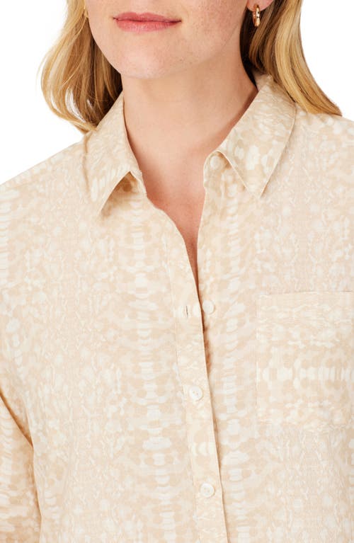 FOXCROFT FOXCROFT ZOEY ABSTRACT PRINT COTTON BUTTON-UP SHIRT