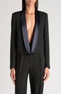 TOM FORD Wool Grain de Poudre Crop Tuxedo Jacket