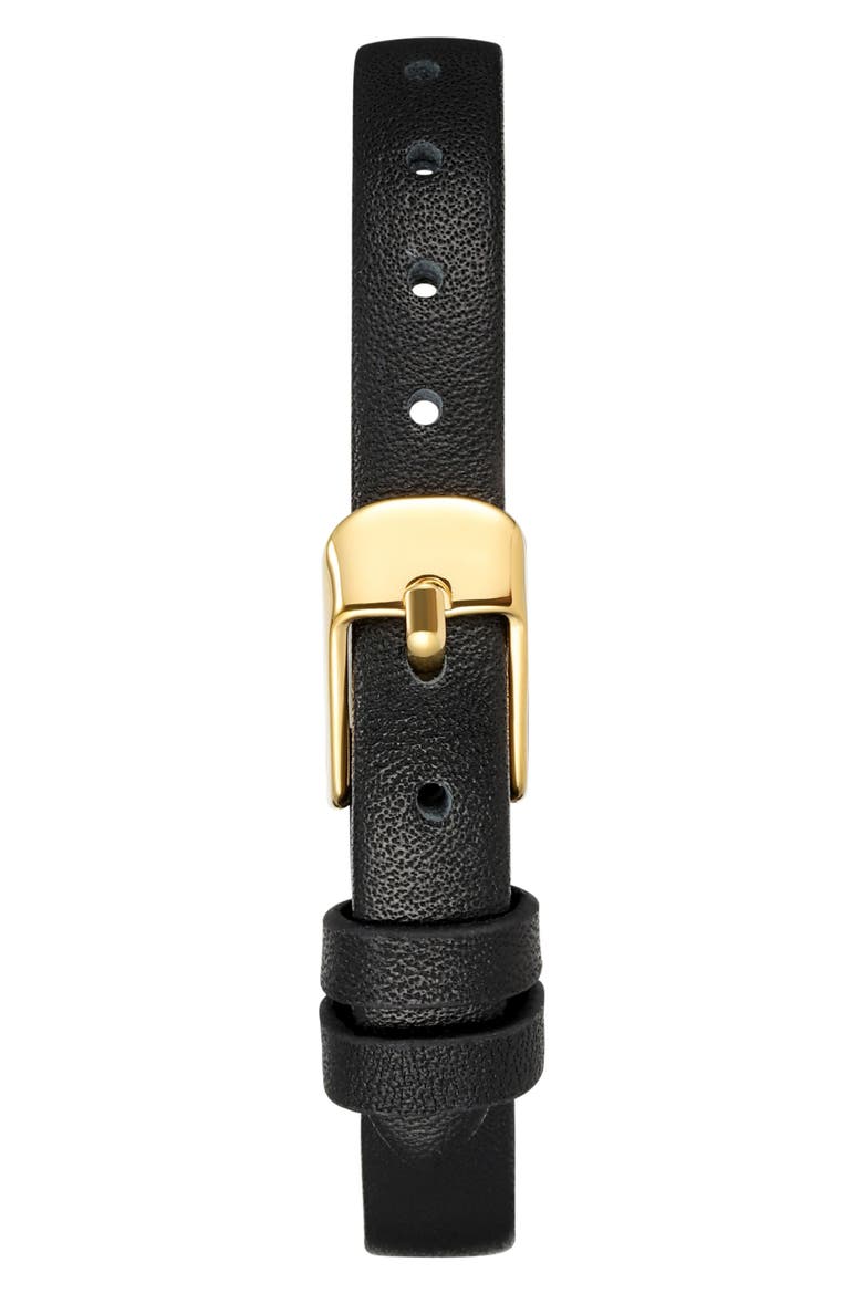 Milan Faux Leather Strap Watch, 32.5mm x 20mm, Alternate, color, GOLD/BLACK