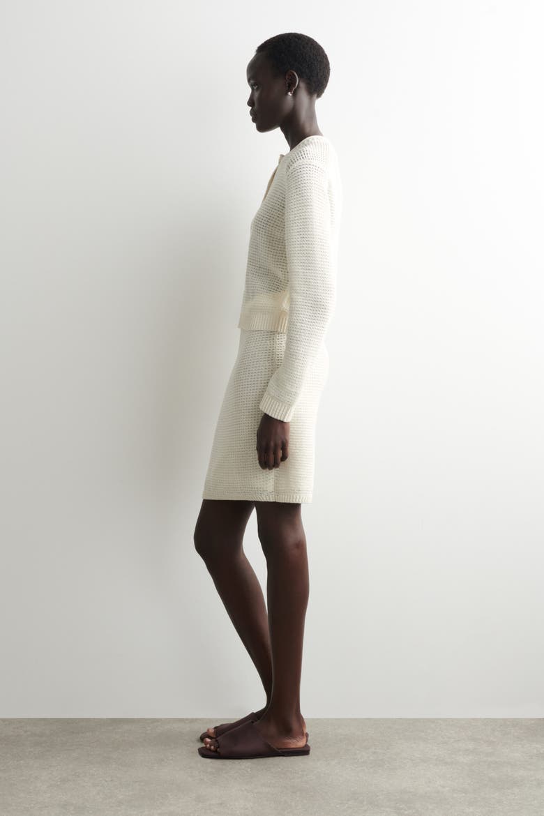 Textured Knitted Cotton Cardigan, Alternate, color, WHITE