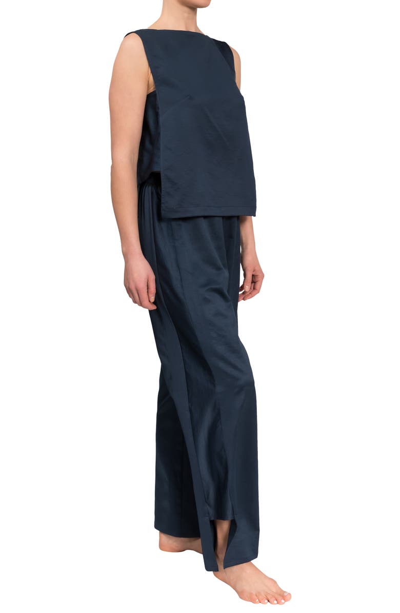 Everyday Ritual Piper Wide Leg Sleeveless Cotton Pajamas, Alternate, color, Inky Blue