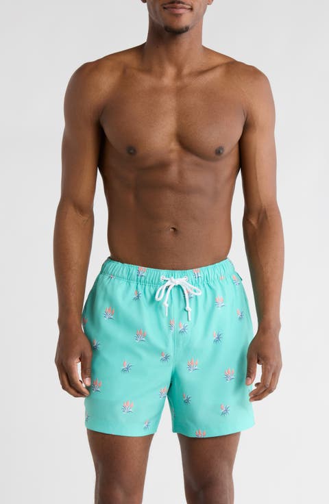 Retro Geo Print 5-Inch Swim Trunks
