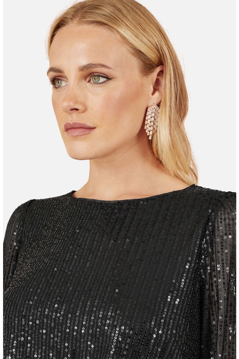 Sequin And Velvet Mini Dress, Alternate, color, Black