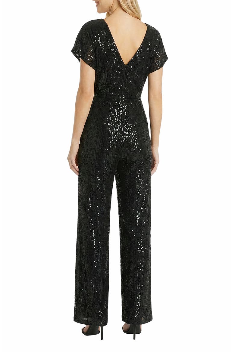 Sequined Cap Sleeve Jumpsuit, Alternate, color, BLACK