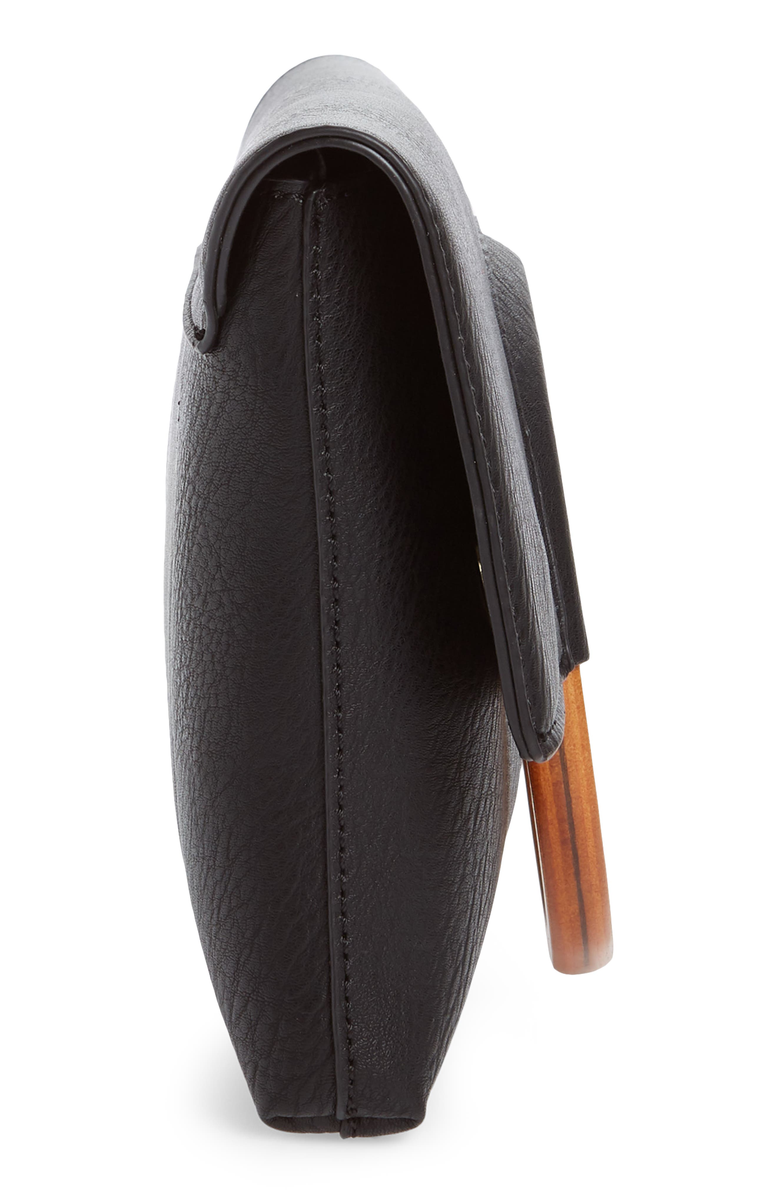Faux Leather Circle Clutch, Alternate, color, BLACK