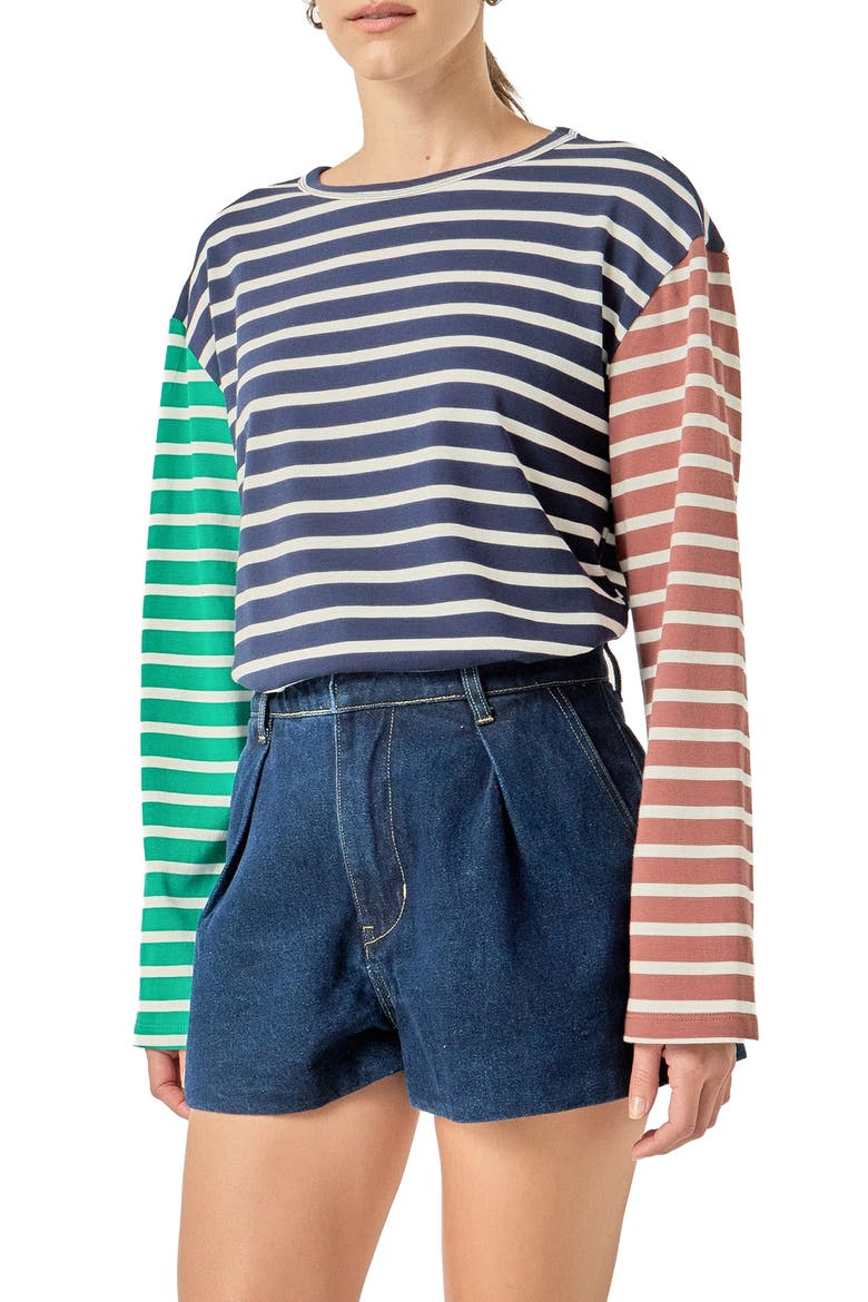 Stripe Colorblock Top, Alternate, color, NAVY MULTI