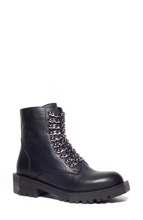 Unity in Diversity Marisa Combat Boot in Black Leather 