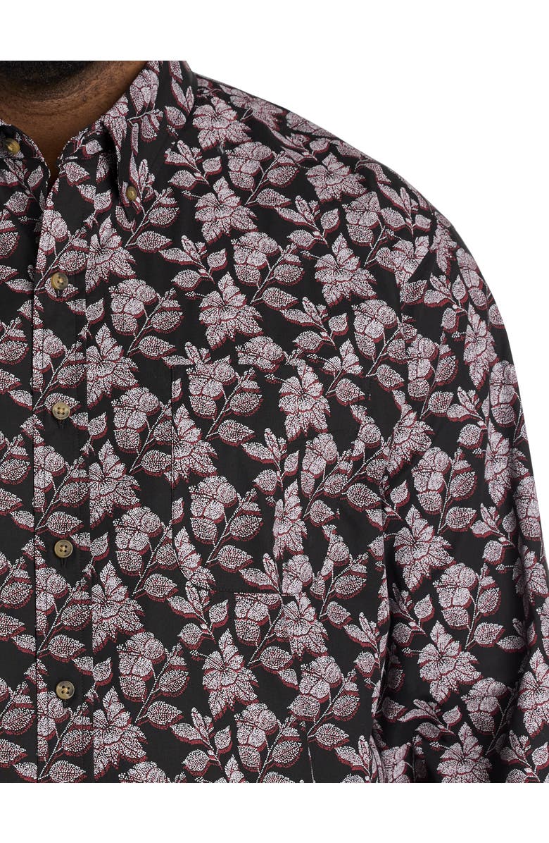 Harbor Bay by DXL Big 
Tall Easy-Care 3-D Floral Print Sport Shirt, Alternate, color, Black
