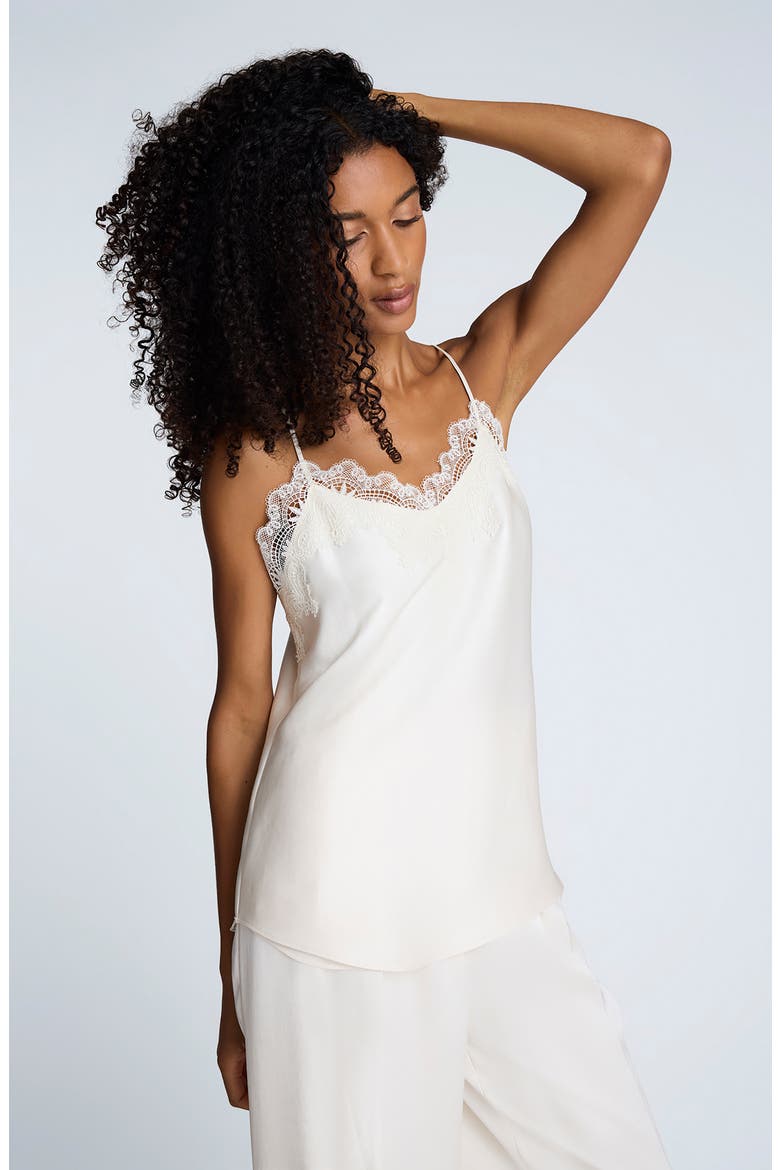 Lace Trim Satin Camisole, Alternate, color, OYSTER
