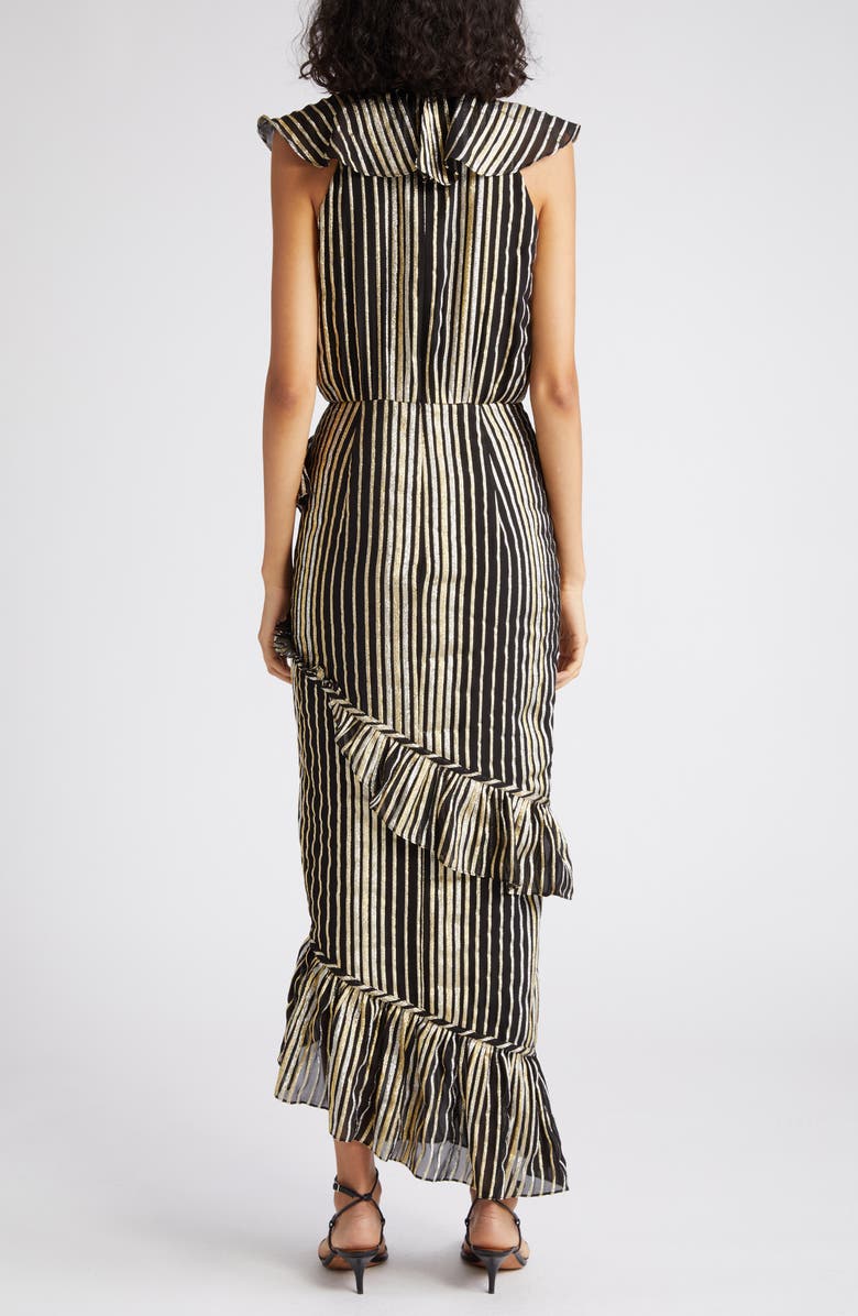 SALONI Anita Ruffle Trim Burnout Dress, Alternate, color, Black Light Gold
