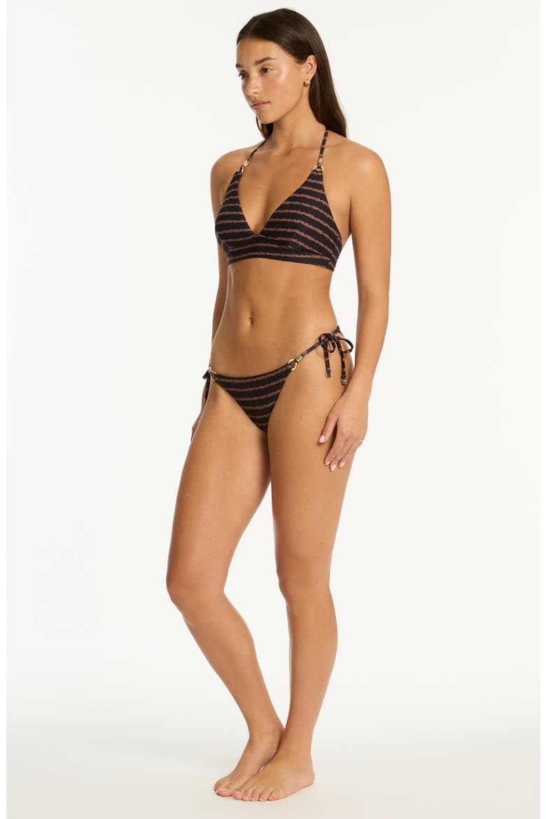 Riptide Longline Halter Bikini Top, Alternate, color, BLACK