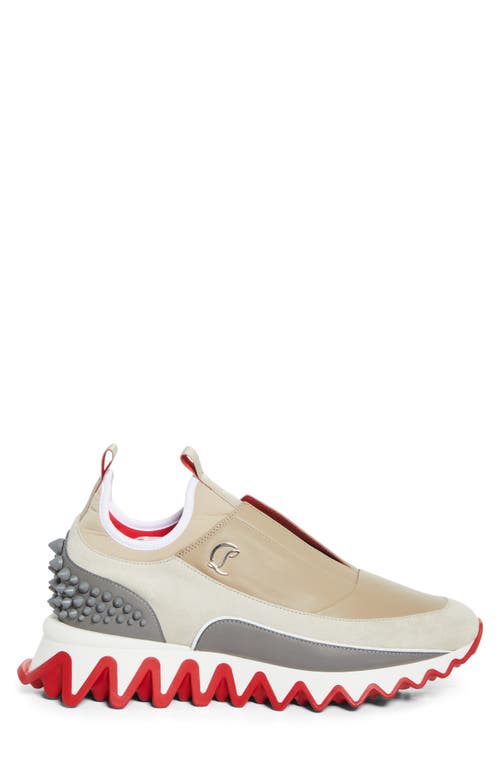 Christian Louboutin Sharkyloub Spikes Slip-on Sneaker In Goose/smoke Grey
