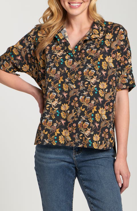 Floral Cotton Popover Top