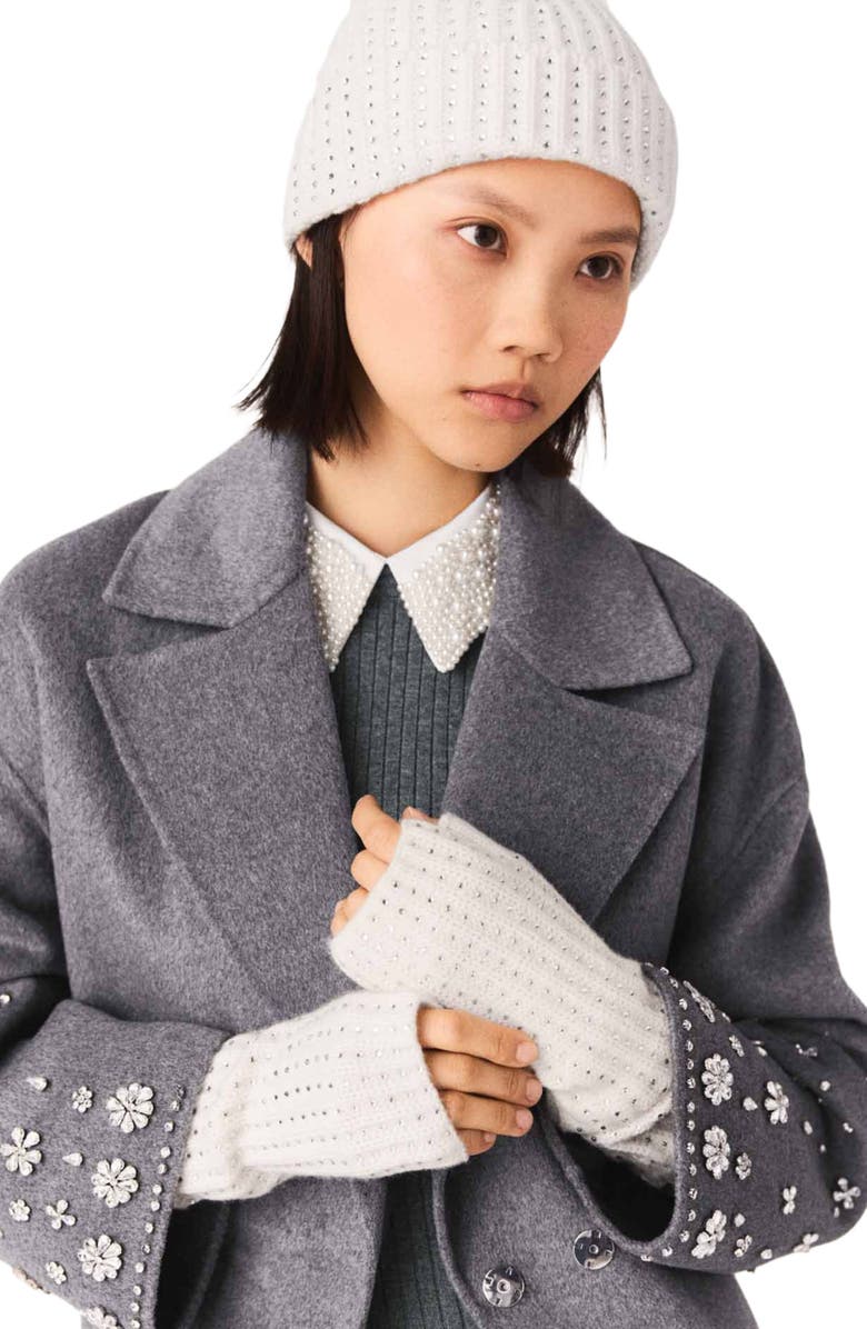 maje Wool and rhinestone hat, Alternate, color, Ecru