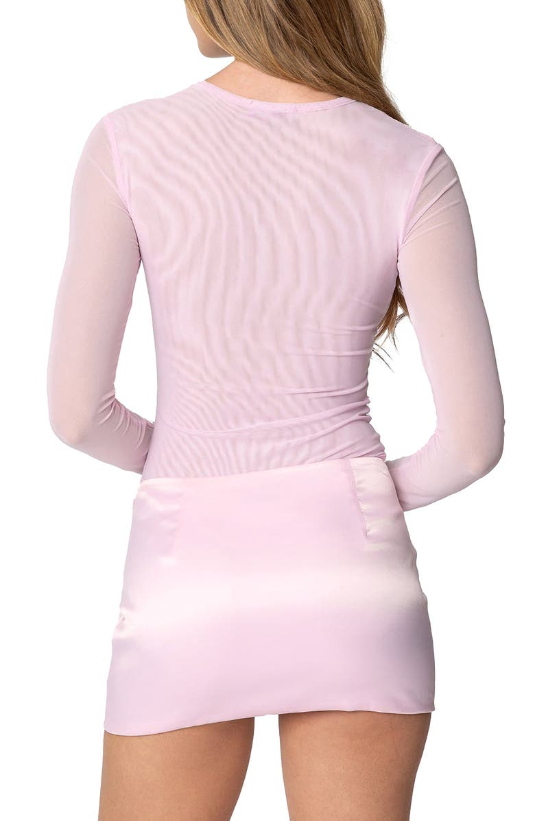 EDIKTED Clio Mesh Bodysuit, Alternate, color, Light-Pink