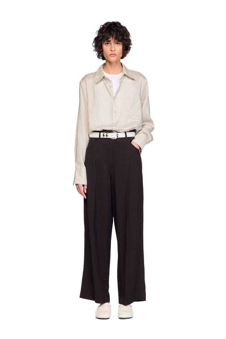 Striped loose-fit shirt, Alternate, color, Ecru / gris