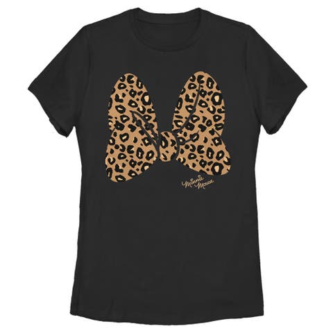 Women's Mickey & Friends Cheetah Print Minnie Mouse Bow  Graphic T-Shirt