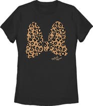 Mickey & Friends Women's Mickey & Friends Cheetah Print Minnie Mouse Bow  Graphic T-Shirt