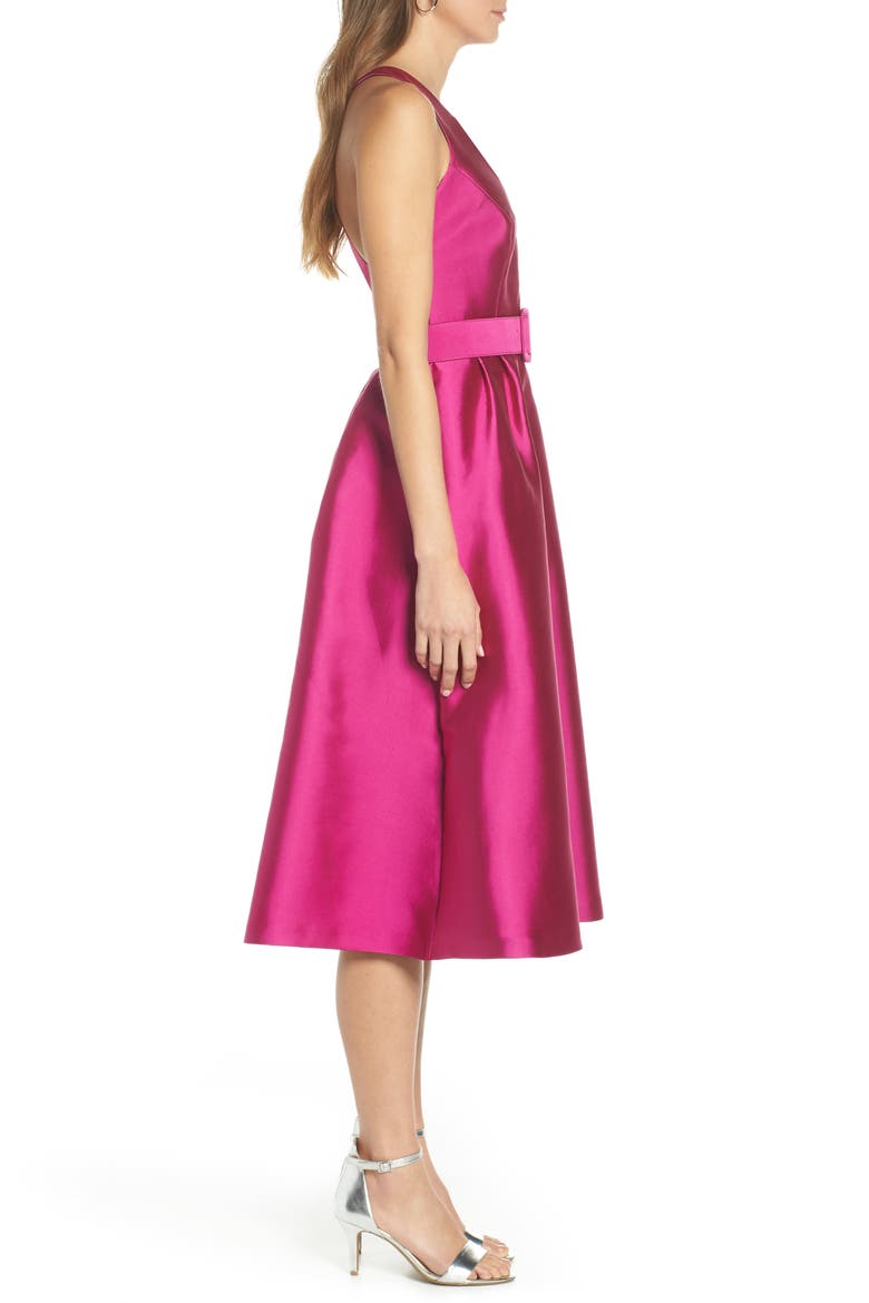 Belted Fit & Flare Dress, Alternate, color, PINK