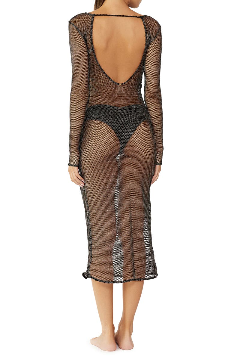 PQ SWIM Rachel Metallic Sheer Cover-Up Dress, Alternate, color, Midnight