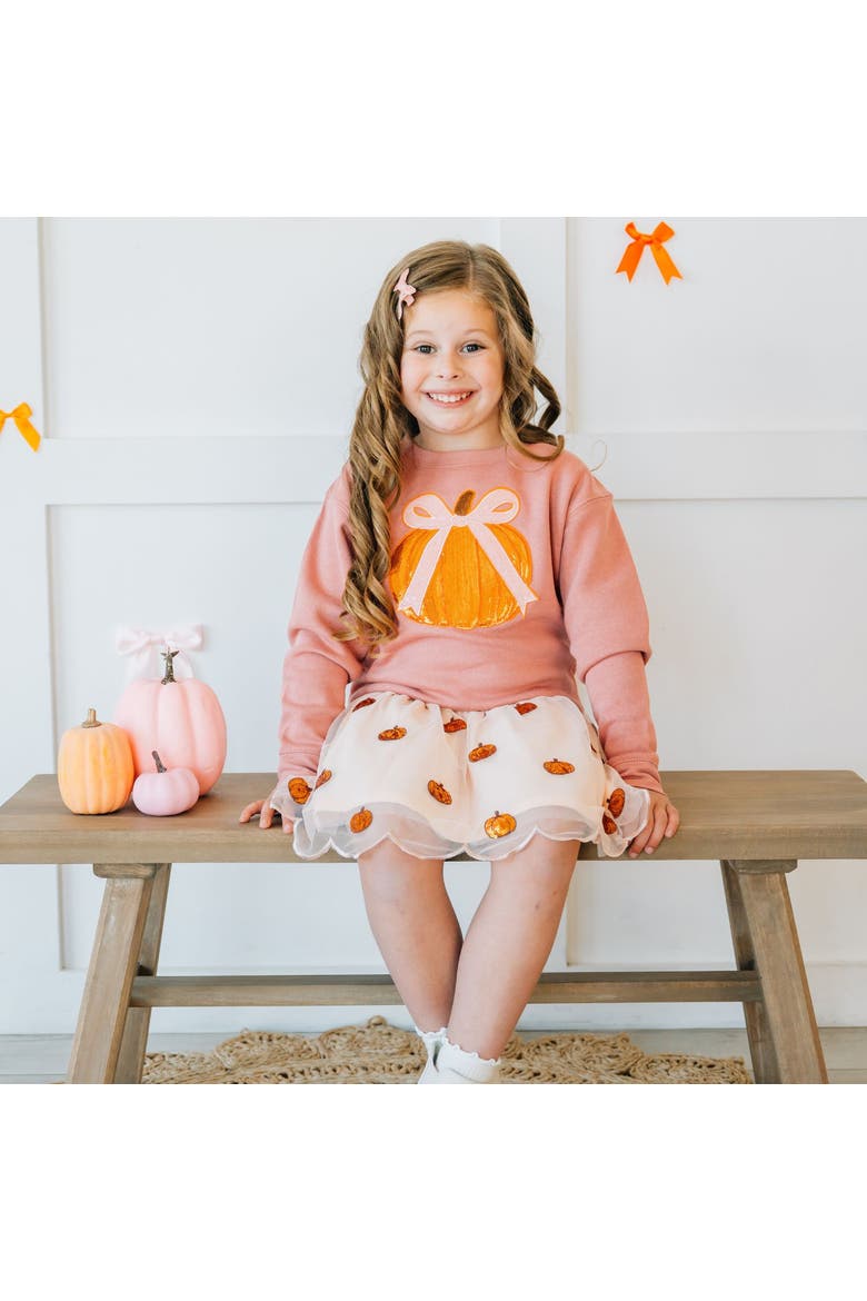 Pumpkin Sequin Scallop Tutu Skirt, Alternate, color, Soft Orange