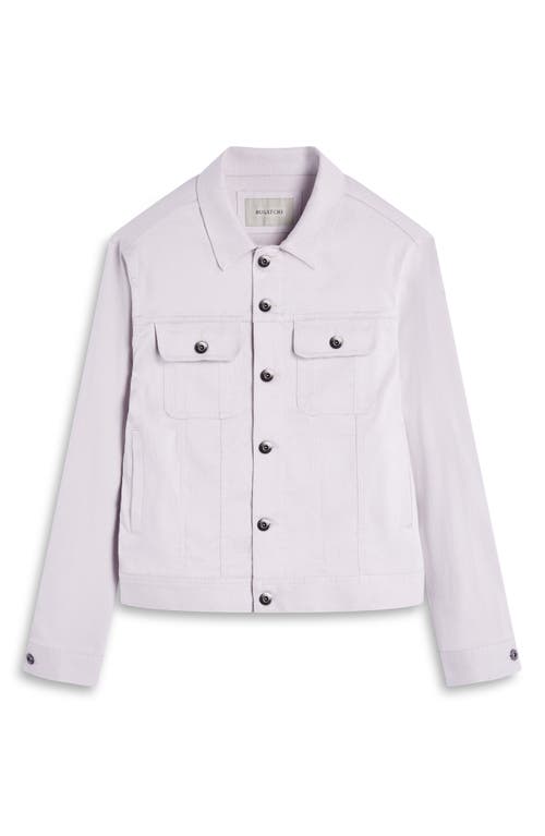 Bugatchi Stretch Linen & Cotton Trucker Jacket In Stone