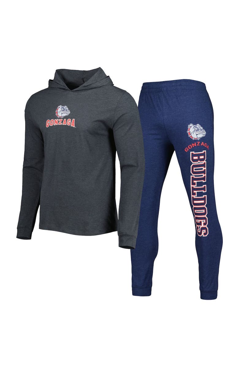 CONCEPTS SPORT Men's Concepts Sport Navy/Charcoal Gonzaga Bulldogs Meter Pullover Hoodie & Pant Sleep Set, Main, color, 