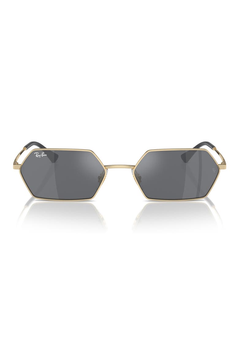 Yevi 58mm Rectangular Sunglasses, Main, color, LIGHT GOLD