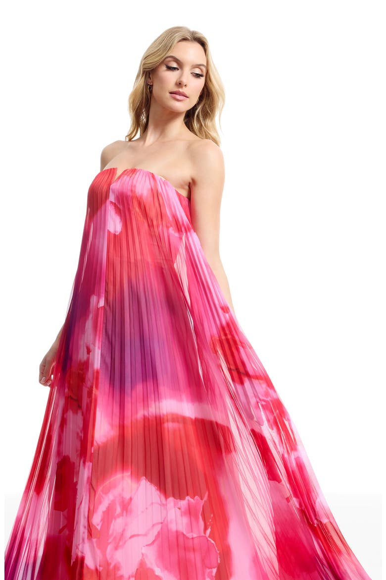 Kelston Strapless Chiffon Gown, Alternate, color, BLUSH MULTI