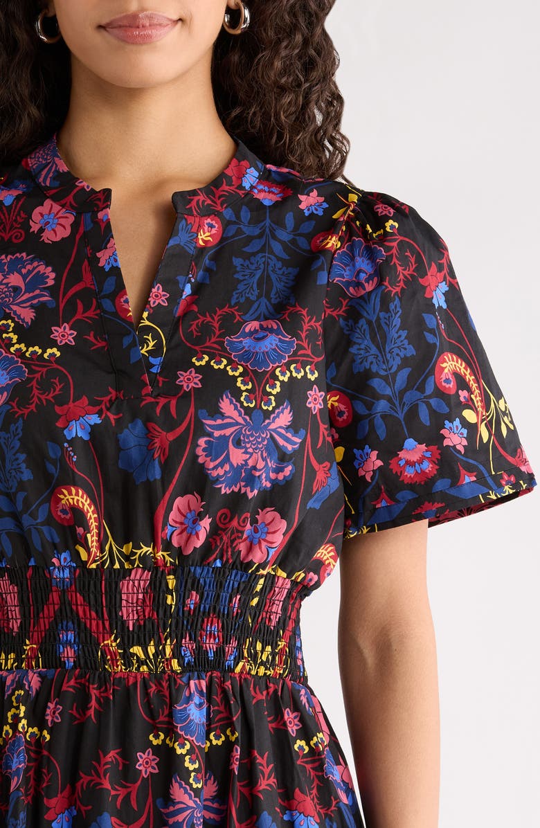 SUGARLIPS Palmero Floral Print A-Line Dress, Alternate, color, Black-Multi