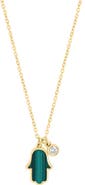 EFFY Hamsa Malachite & Diamond Pendant Necklace