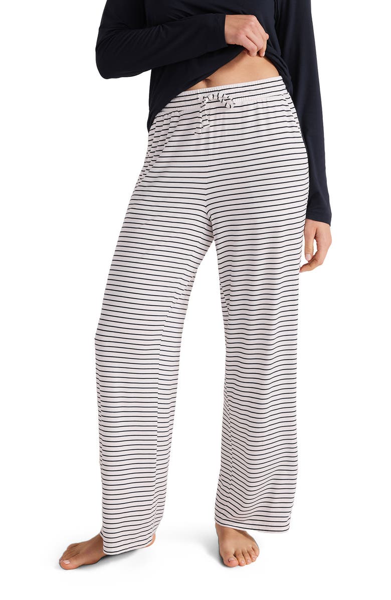 Haven Well Within Calm & Cool Stripe Pajama Pants, Main, color, White/Nightfall
