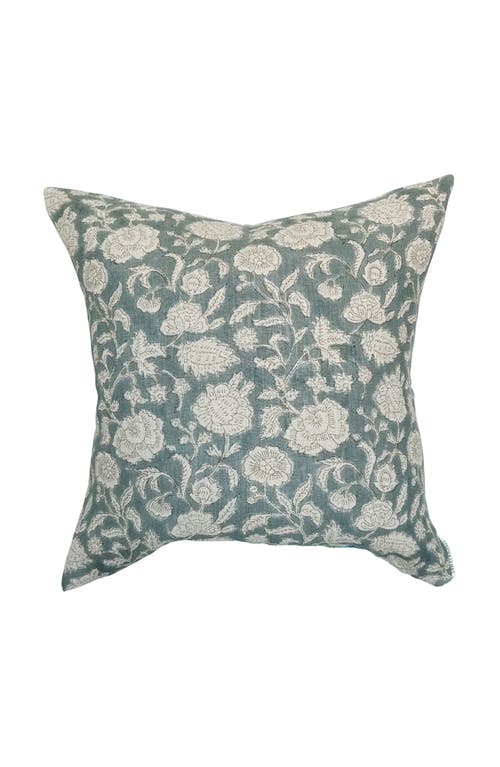 Linen & James Lauren | Dusty Blue Floral Handblock Pillow Cover