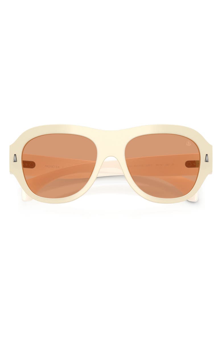 Moncler Elevane 56mm Irregular Sunglasses, Alternate, color, Opaline Vanilla / Warm Brown