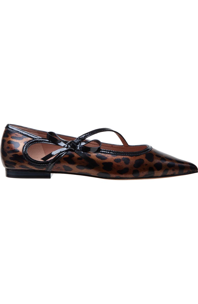 Linea Paolo Nuri Bow Pointed Toe Patent Flat, Alternate, color, Brown/ Black