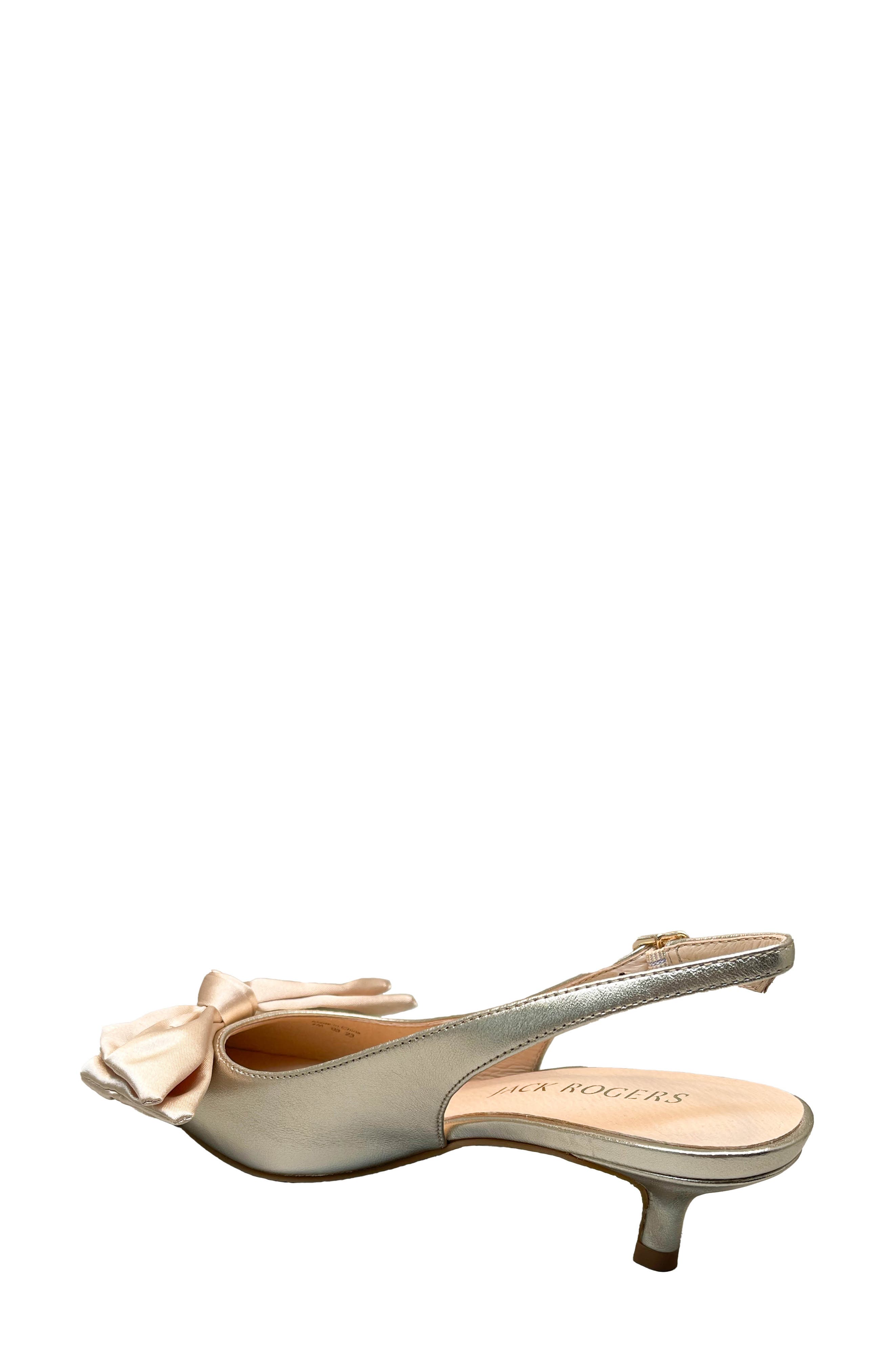 Debra Pointed Toe Kitten Heel Slingback Pump, Alternate, color, PLATINUM