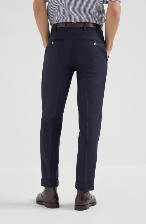 Brunello Cucinelli Stretch-cotton Garment-dyed Trousers In Blue