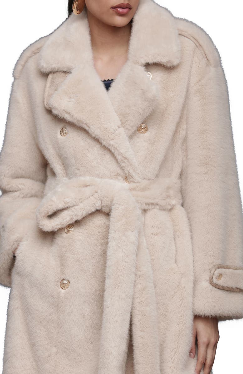 Avec Les Filles Faux Fur Belted Coat, Alternate, color, Cream