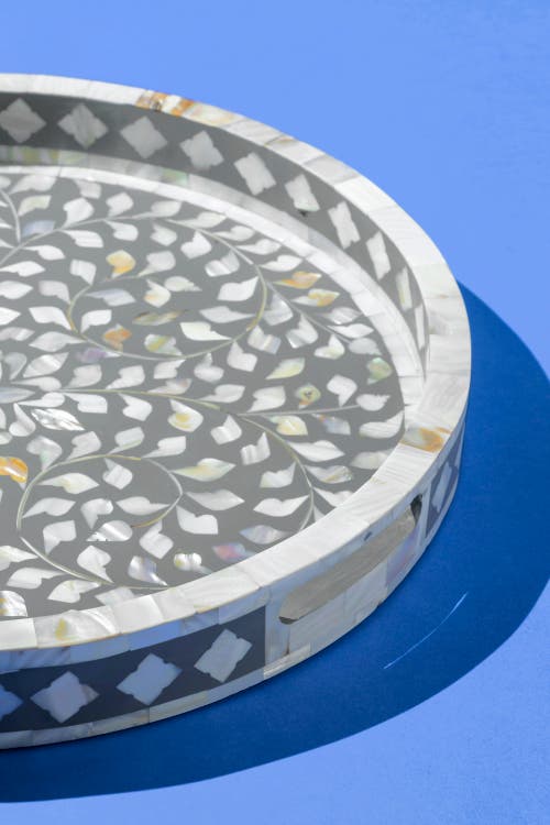 Gauri Kohli Jodhpur Round Tray In Gray